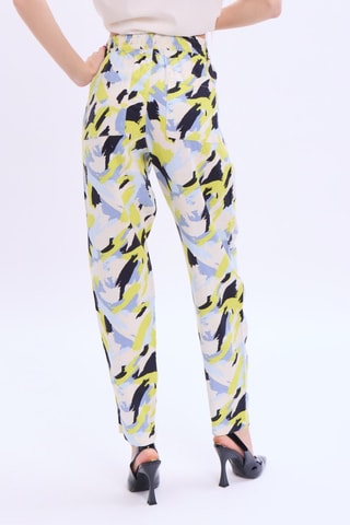 Pantalon en lin taille haute - Jaune