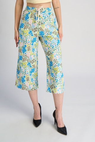 Pantalon wide legs en lin taille haute - Blanc