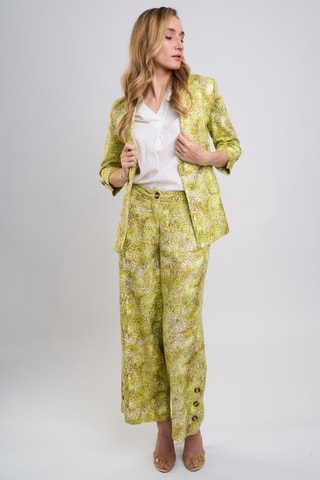 Pantalon en lin taille haute - Vert