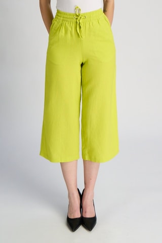 Pantalon wide legs en lin taille haute - Jaune