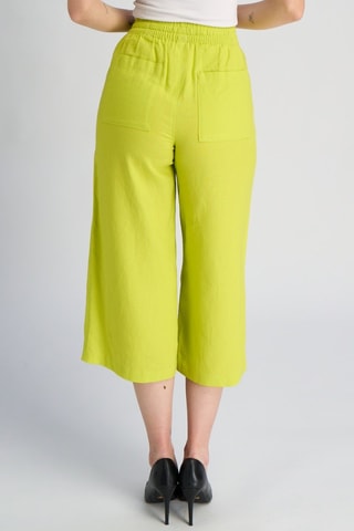 Pantalon wide legs en lin taille haute - Jaune