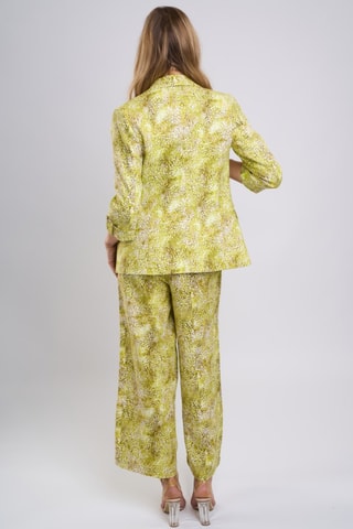 Pantalon en lin taille haute - Vert