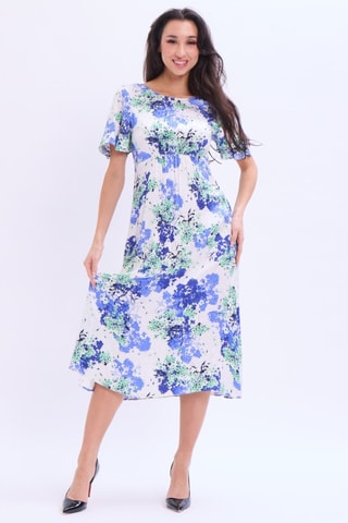 Robe midi - Blanc et bleu