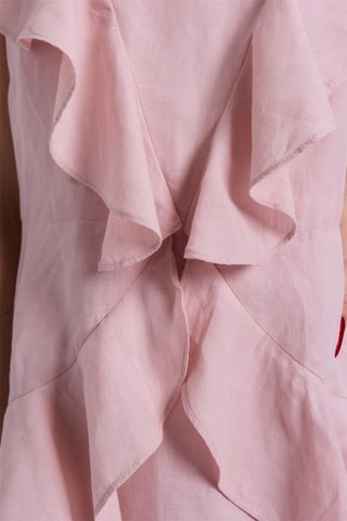 Robe volantée en lin - Rose