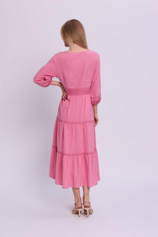 Robe midi en lin - Rose