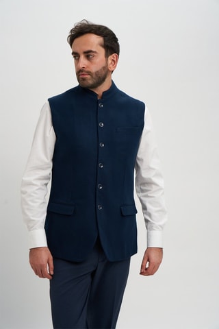 Gilet de costume en laine - Bleu marine