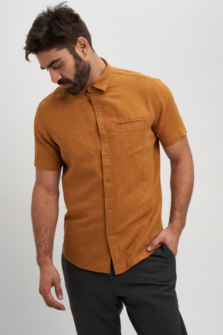 Chemise relaxed en lin - Moutarde