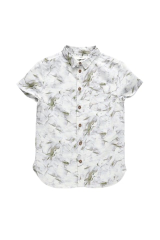 Chemise en lin - Blanc et vert