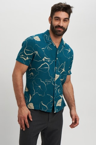 Chemise regular en lin - Bleu