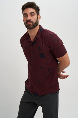 Chemise regular en lin - Bordeaux et bleu marine