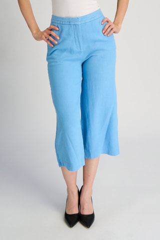 Pantacourt en lin taille haute - Ciel