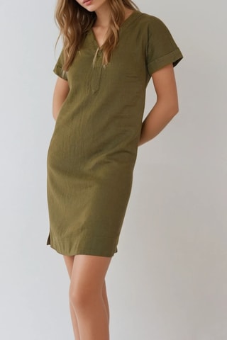 Robe droite en lin - Kaki