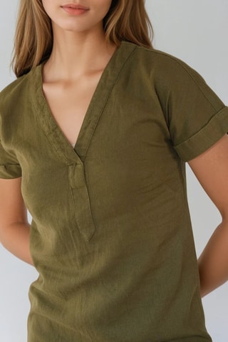 Robe droite en lin - Kaki