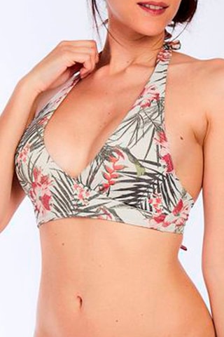 Sujetador de bikini Mangleres - Blanco y rosa - Livia