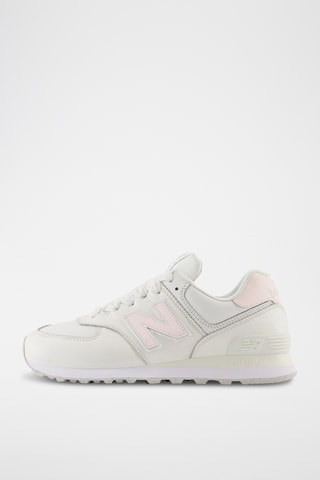 Chaussures de running en cuir 574 - Blanc et rose poudré