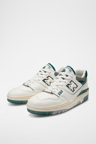 Baskets en cuir 550- Ecru et vert foncé