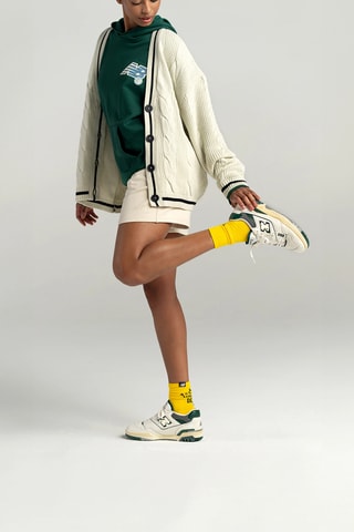 Baskets en cuir 550- Ecru et vert foncé