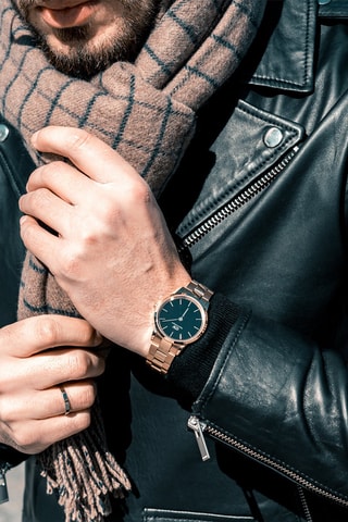 Montre à quartz en acier Iconic Link - 32 mm - Doré rose et noir