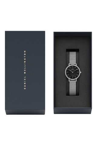 Montre à quartz en acier inoxydable et nacre Petite 28 Bezel - Argenté et noir