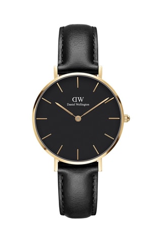 Montre à quartz en cuir et plaqué or jaune Petite Sheffield