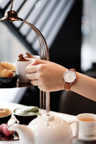 Montre à quartz en cuir Petite Durham - Marron clair et argenté