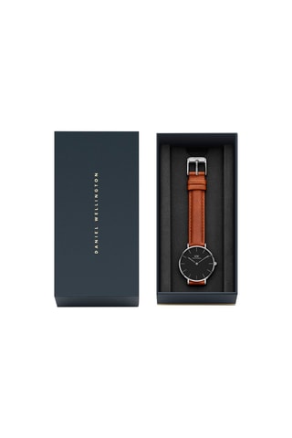 Montre en cuir Durham 32 mm - Marron et argenté