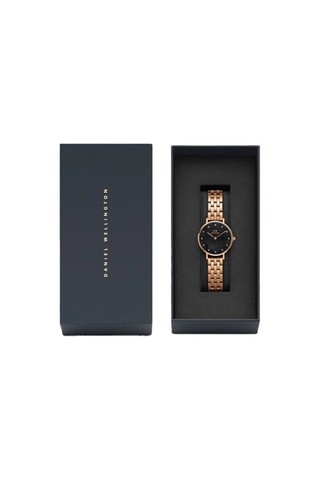 Montre à quartz en acier inoxydable et nacre Petite Lumine 28 - Doré rose et noir