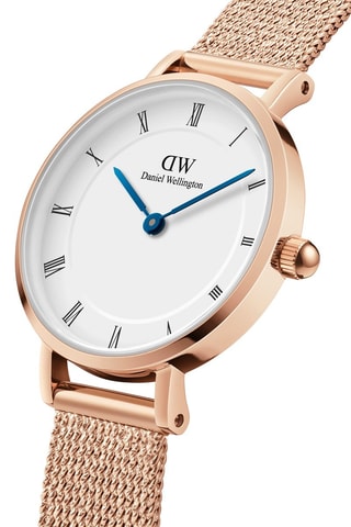 Montre à quartz en acier inoxydable Petite Roman - Doré rose et blanc