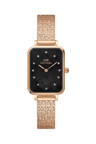 Montre à quartz en acier Quadro - 20 x 26 mm - Doré rose et noir