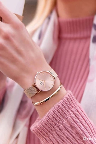 Montre à quartz en acier Petite Melrose - 32 mm - Doré et doré rose