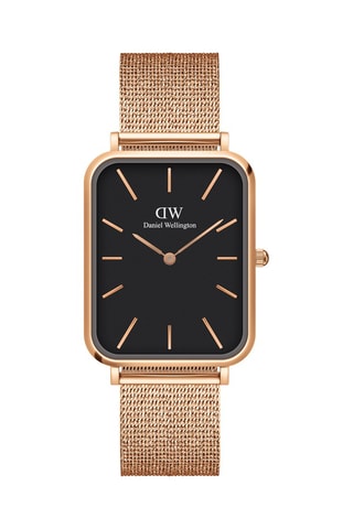 Montre à quartz en acier et plaqué or rose Quadro - 29 x 36,5 mm