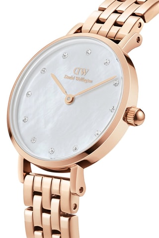 Stalen en Doublé Roségoud Quartz Horloge met Parelmoer Petite Lumine - 28 mm