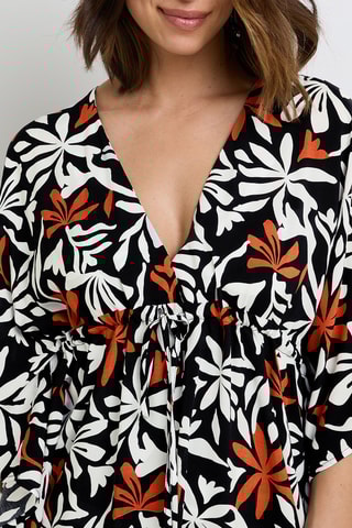 Túnica de playa Nepal - Negro y rojo teja