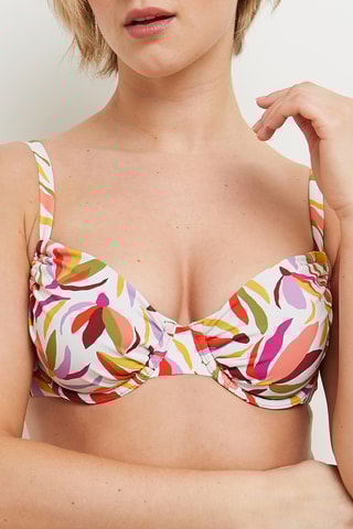 Sujetador de bikini Maya - Blanco y verde oliva