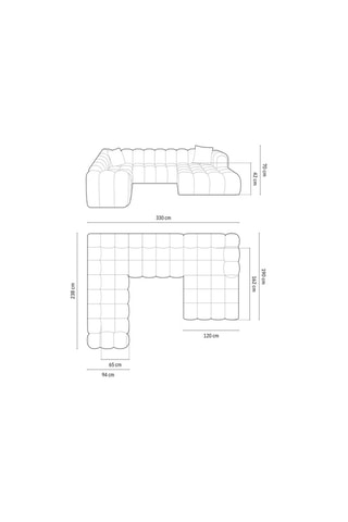 Canapé d’angle gauche panoramique modulaire Arden - Beige - 6 places - En tissu structurel
