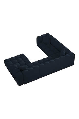 Canapé d’angle gauche panoramique modulaire Arden - Bleu roi - 6 places - En tissu structurel