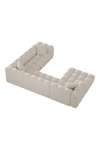 Canapé d’angle droit panoramique modulaire Arden - Beige - 6 places - En tissu structurel