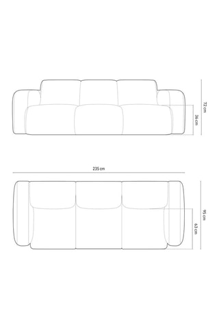 Canapé Lola - Beige - 3 places - En tissu chenille