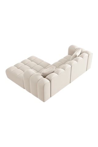 Canapé d’angle droit modulaire Halley - Beige - 3 places - En tissu velours