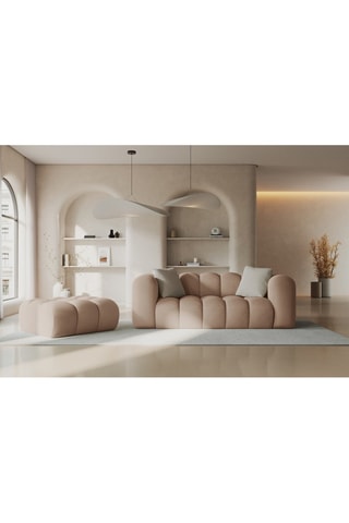 Canapé Halley - Beige - 2 places - En tissu velours