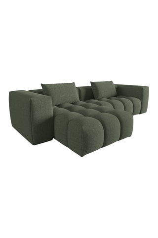 Canapé d'angle gauche Lorella - Vert olive - 3 places - Revêtement en tissu