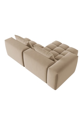 Canapé d'angle gauche modulaire Lorella - Sable - 3 places - Revêtement en velours