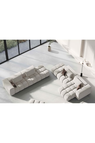 Canapé d'angle droit modulaire Lorella - Beige - 4 places - Revêtement en tissu structurel