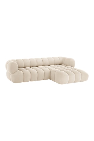 Canapé d’angle droit Maurice - Beige - 3 places - Toucher velours
