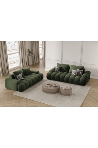 Canapé Simona - Vert foncé - 2 places - Toucher velours