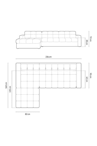 Canapé d’angle gauche Yohan - Vert bouteille - 4 places - Toucher velours