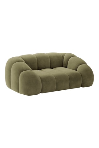 Canapé Lyna - Vert olive - 2 places - En tissu velours