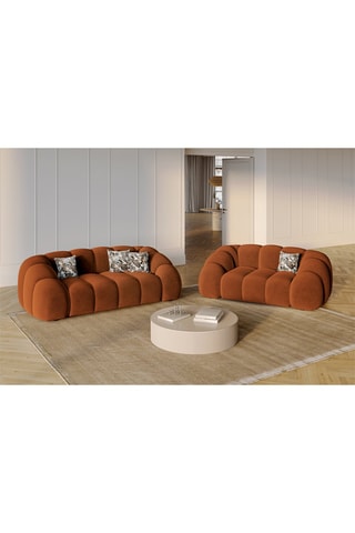 Canapé Lyna - Rouge brique - 2 places - En tissu velours