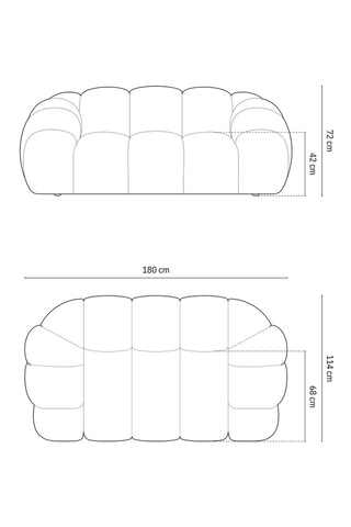 Canapé Lyna - Rouge brique - 2 places - En tissu velours
