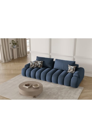 Canapé convertible Simona - Bleu marine - 4 places - En polyester
